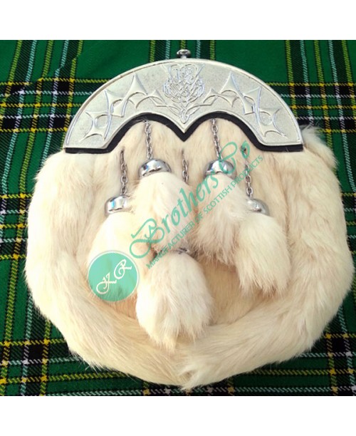 White Rabbit Fur Highland Kilt Sporran